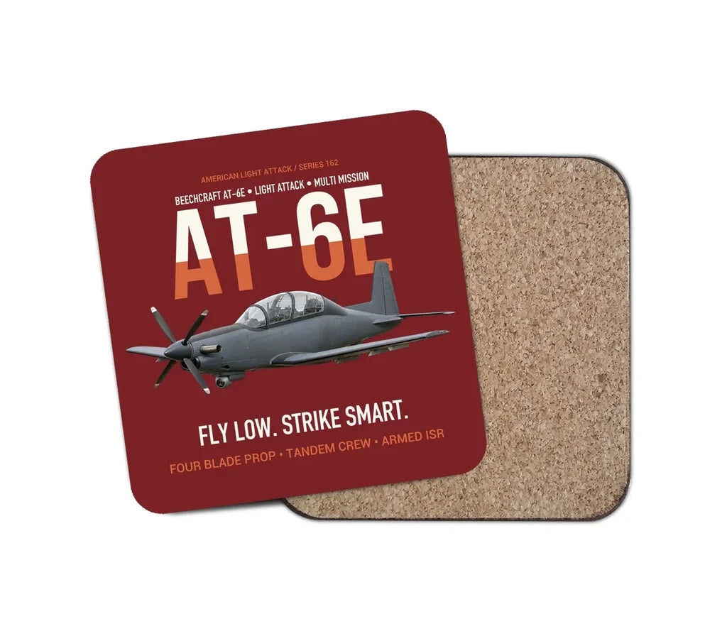AT-6E Wolverine Light Attack design on dark red 1 piece coaster