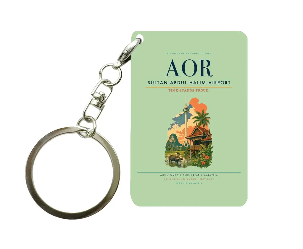 Sultan Abdul Halim Airport (AOR) design on light green key chain