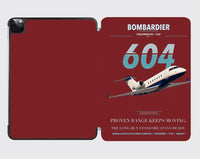 Thumbnail for Bombardier Challenger 604 design on dark red ipad tablet case