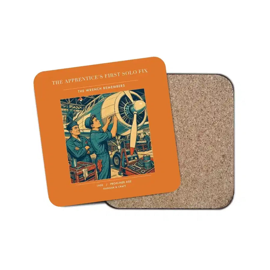 The Apprentice's First Solo Fix - Designed Coasters design on orange 1-piece