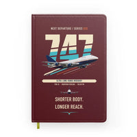 Thumbnail for Boeing 747SP design on dark red notebook