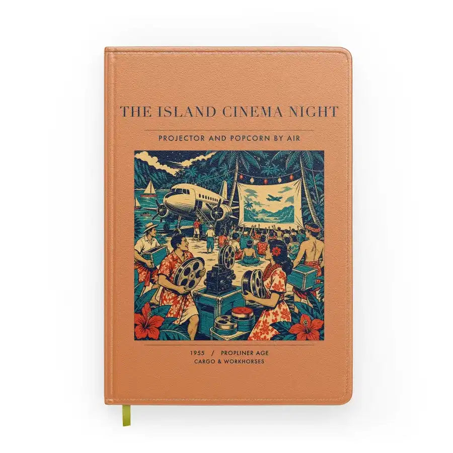 VINTAGE G4442 - The Island Cinema Night - Designed Notebooks design on orange