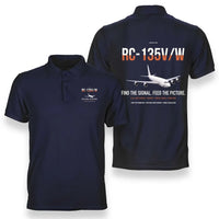 Thumbnail for RC-135V W Rivet Joint design on navy blue double-side polo t-shirt, double-side print