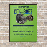 Thumbnail for CF6-80E1 vertical canvas print - framed - light green background