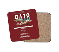 Thumbnail for Piper PA-18 Super Cub design on dark red 1 piece coaster