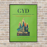 Thumbnail for Heydar Aliyev International Airport GYD — Baku vertical canvas print - framed - light green background