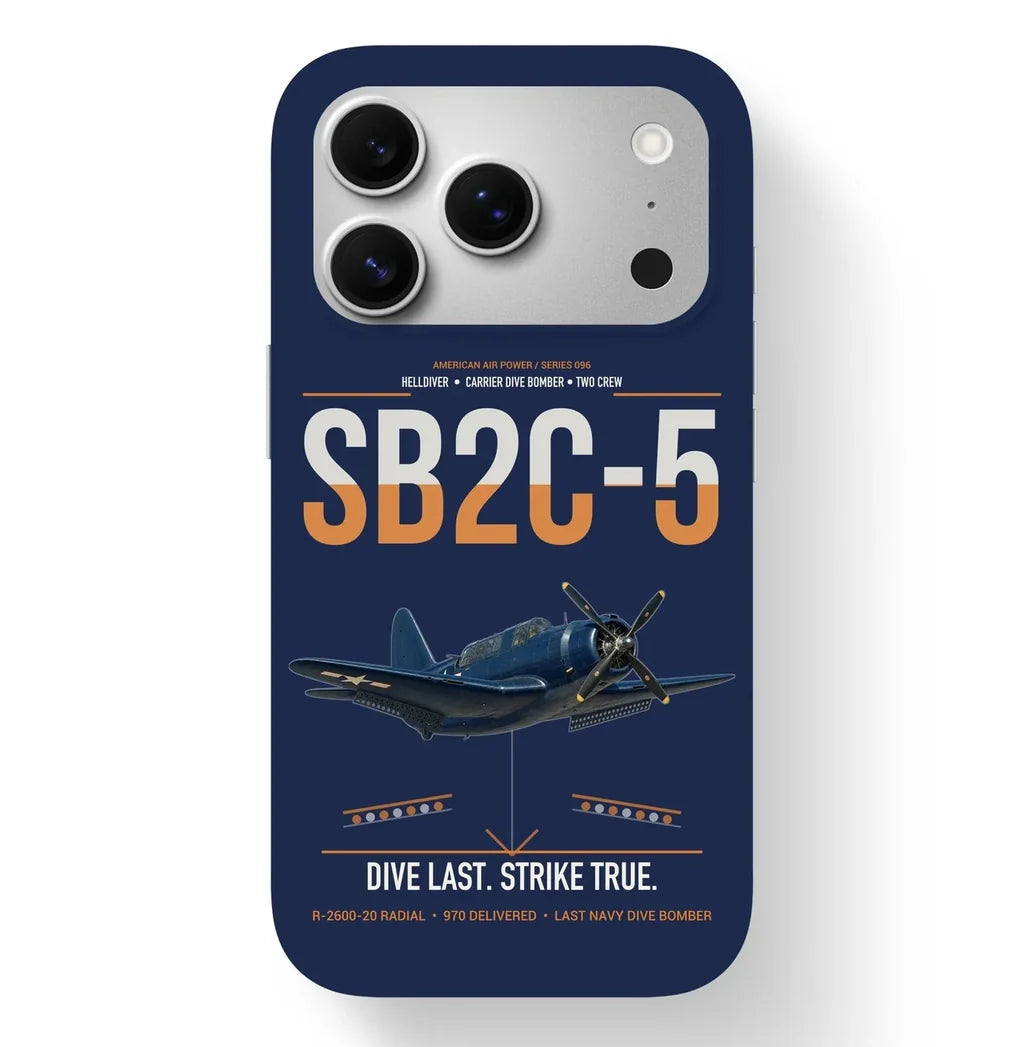 SB2C-5 Helldiver design on navy blue magsafe iphone case, for iPhone 17 Pro