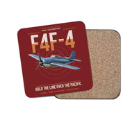 Thumbnail for F4F-4 Wildcat design on dark red 1 piece coaster