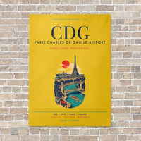 Thumbnail for Paris Charles de Gaulle Airport CDG vertical canvas print - no frame - yellow background