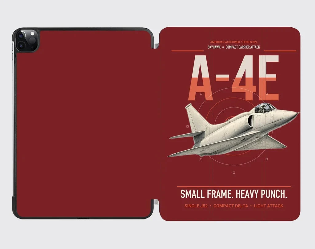 A-4E Skyhawk design on dark red ipad tablet case