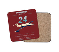 Thumbnail for Bombardier Learjet 24 design on dark red 1 piece coaster