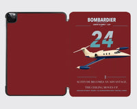 Thumbnail for Bombardier Learjet 24 design on dark red ipad tablet case