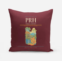 Thumbnail for Phrae Airport (PRH) design on dark red pillow