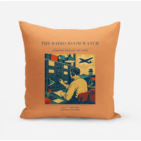 Thumbnail for VINTAGE G4514 - The Radio Room Watch - Designed Pillows design on orange