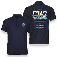 Thumbnail for Cessna 162 Skycatcher design on navy blue double-side polo t-shirt, double-side print