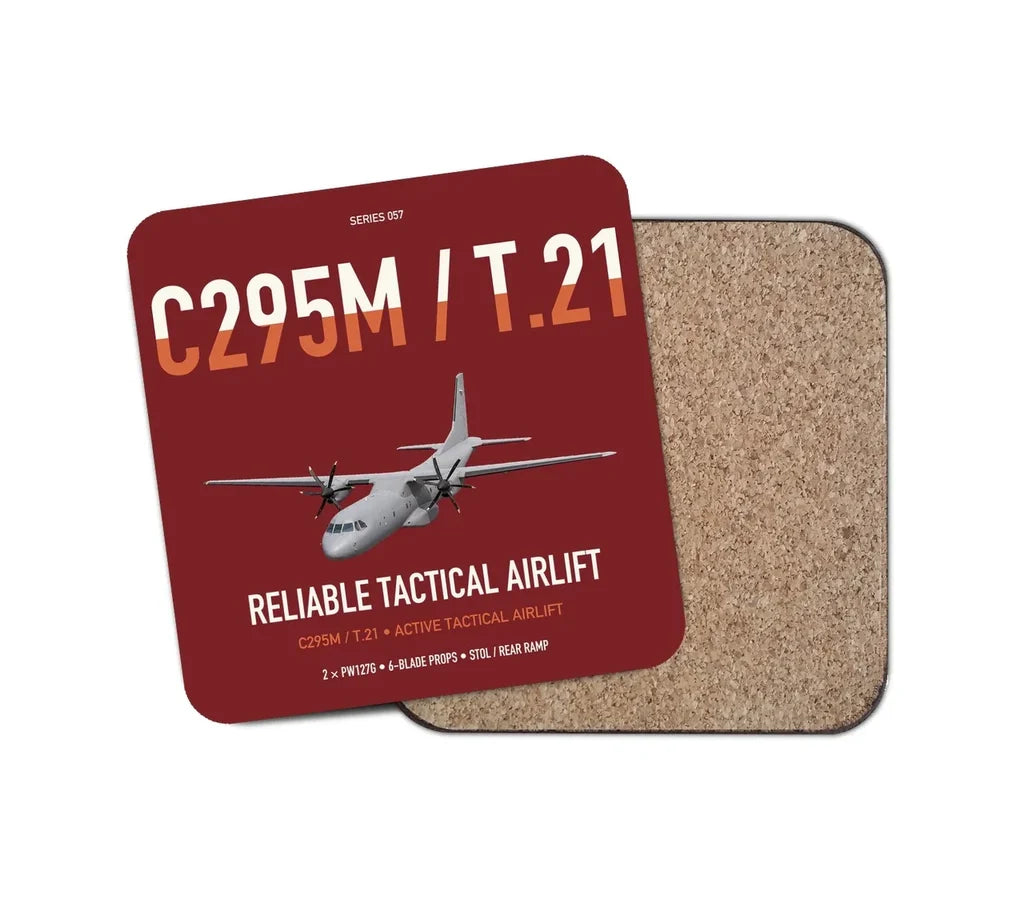 Airbus C295M T.21 design on dark red 1 piece coaster