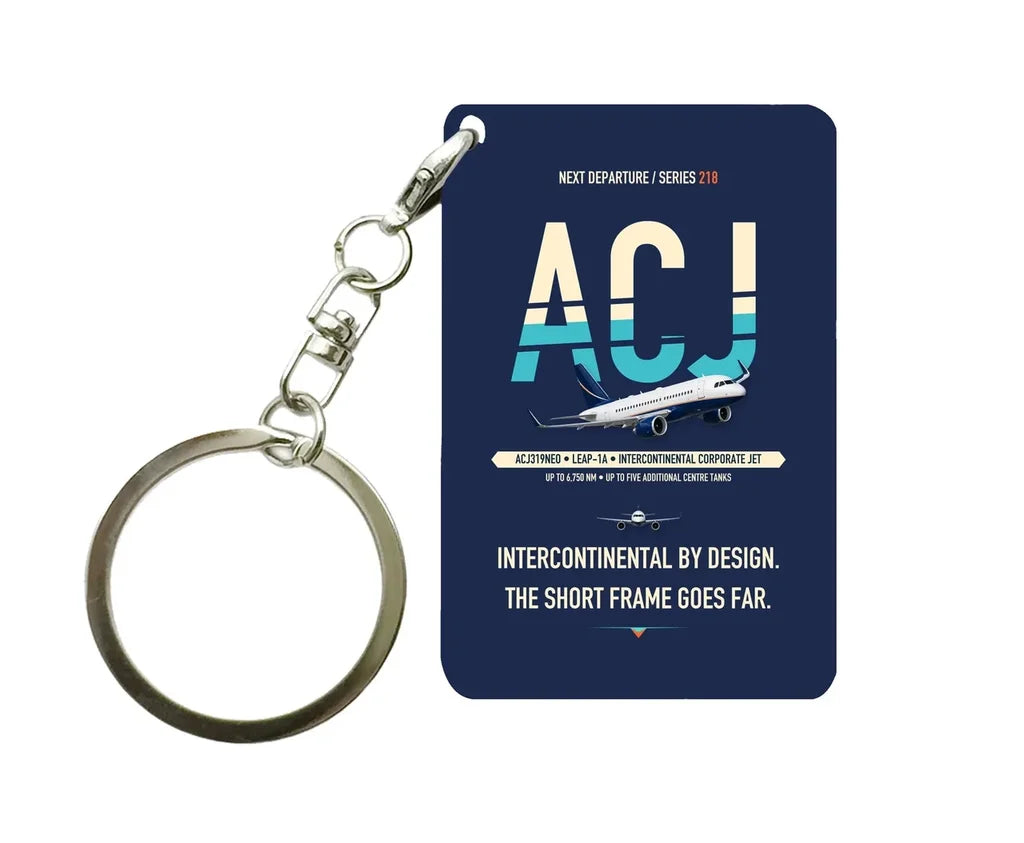 Airbus ACJ319neo Key Chain design on navy blue key chain