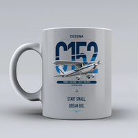 Thumbnail for Cessna 152 design on light gray ceramic mug, double-side print