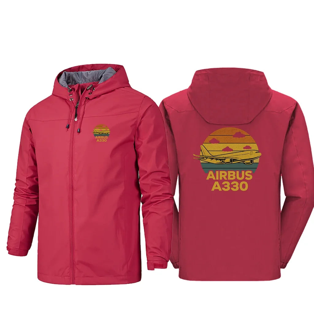Retro Airbus A330 Designed Rain Jackets & Windbreakers - view 12