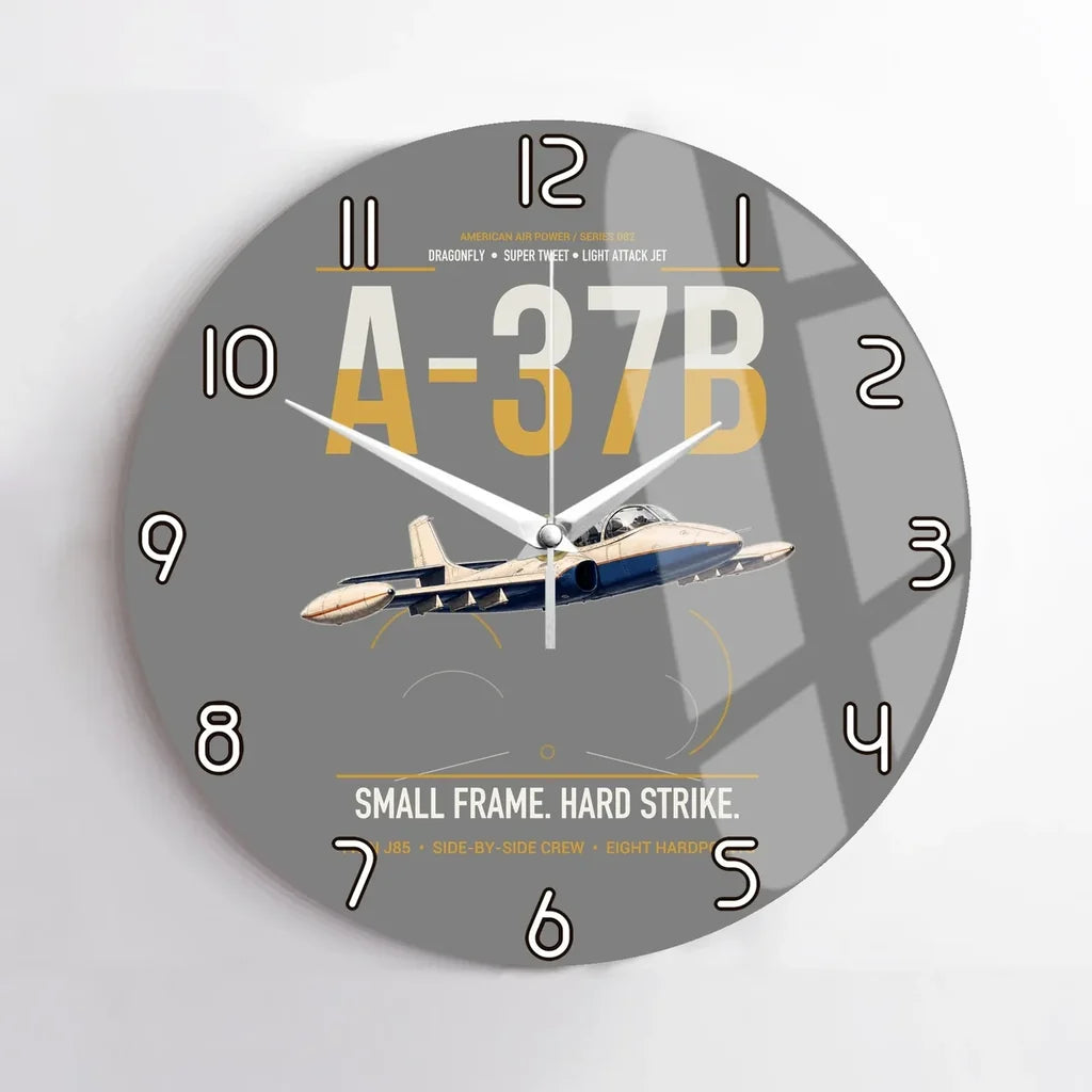 A-37B Dragonfly design on gray no frame wall clock