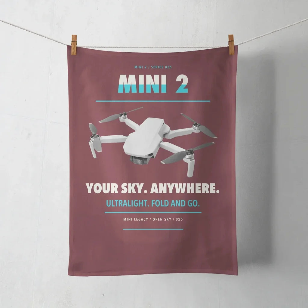 DJI Mini 2 design on dark red towel