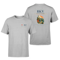 Thumbnail for Reykjavík Airport (RKV) design printed on light gray double-side t-shirt