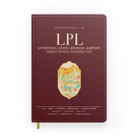 Thumbnail for Liverpool John Lennon Airport (LPL) design on dark red notebook