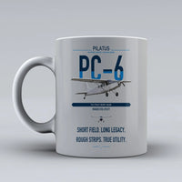 Thumbnail for Pilatus PC-6 Porter design on light gray ceramic mug, double-side print