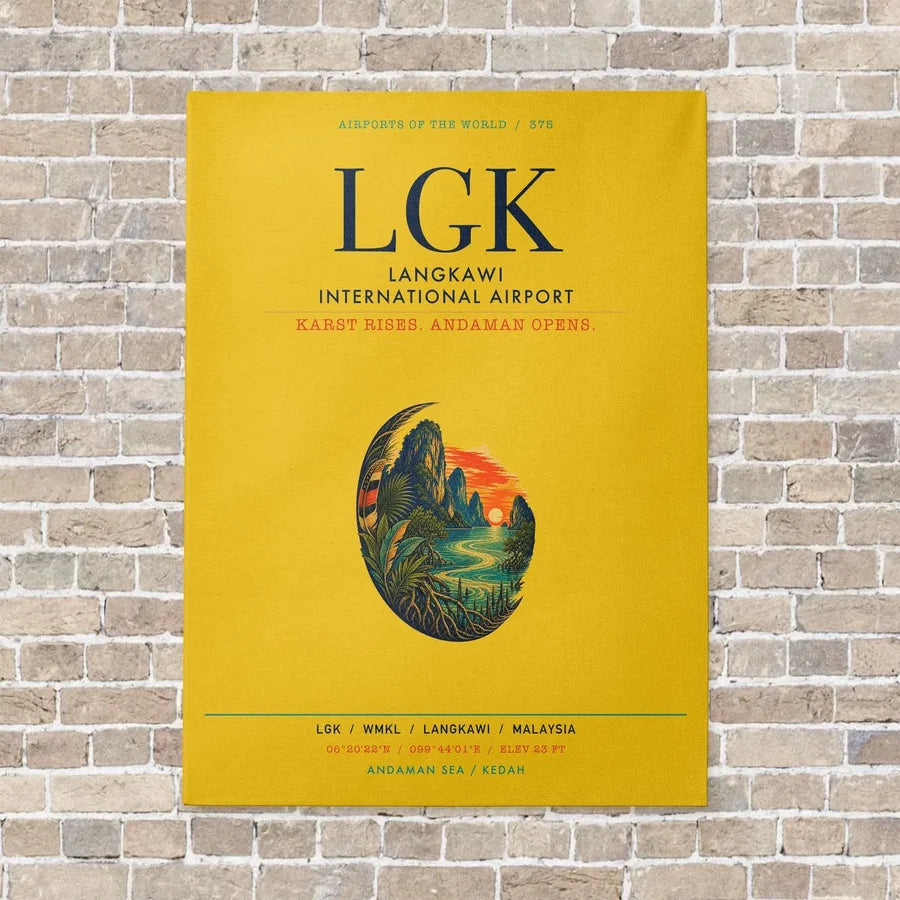 Langkawi International Airport LGK vertical canvas print - no frame - yellow background