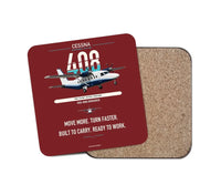 Thumbnail for Cessna 408 SkyCourier design on dark red 1 piece coaster