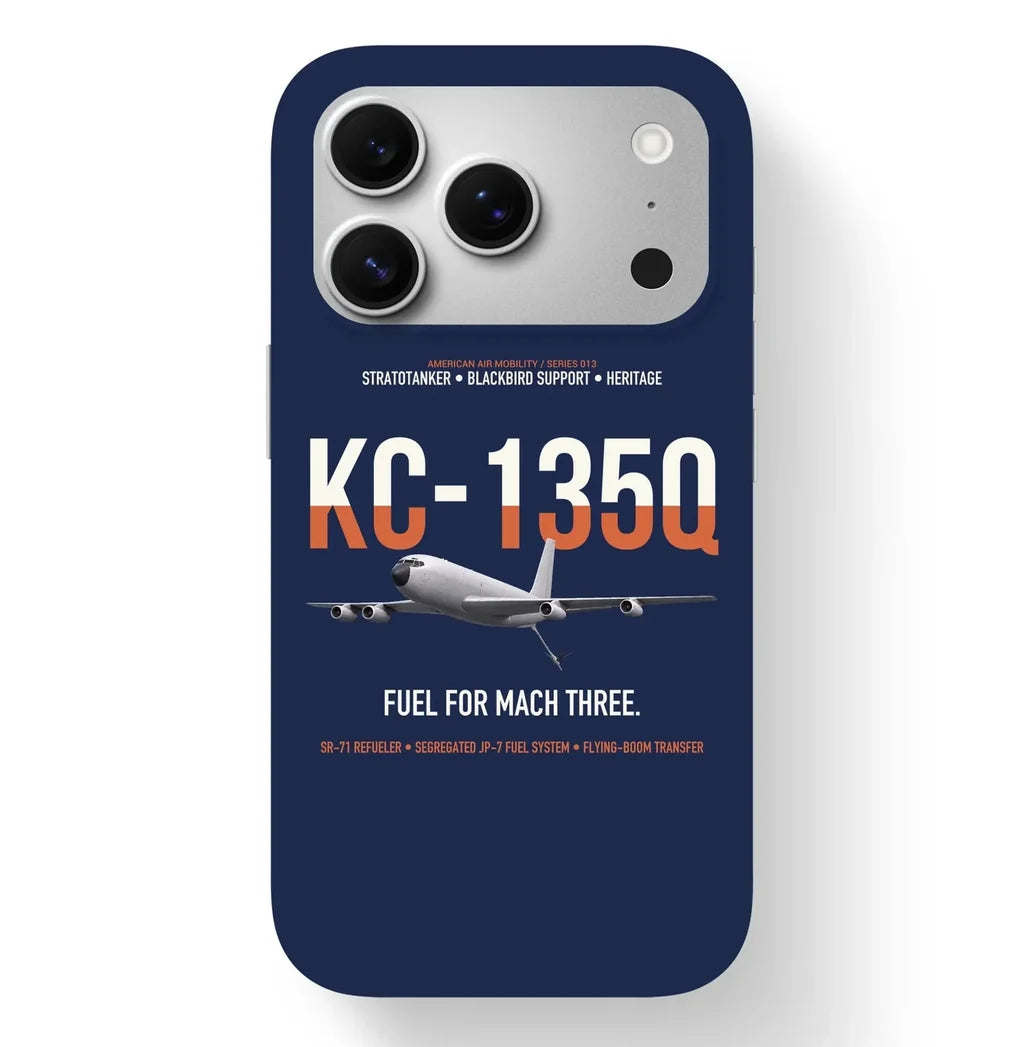 KC-135Q Blackbird Tanker design on navy blue magsafe iphone case, for iPhone 17 Pro