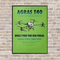 Thumbnail for DJI Agras T40 vertical canvas print - framed - light green background