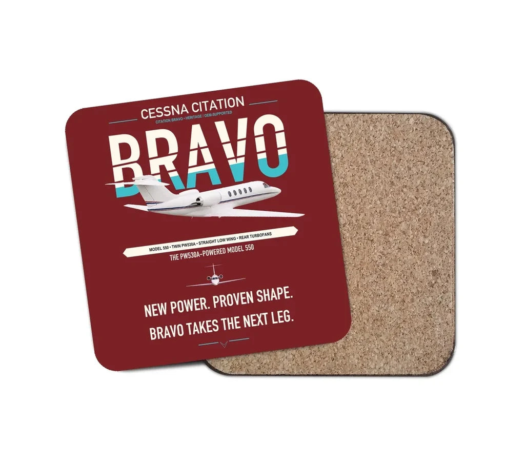 Cessna Citation Bravo design on dark red 1 piece coaster