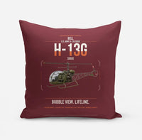 Thumbnail for Bell H-13G Sioux design on dark red pillow