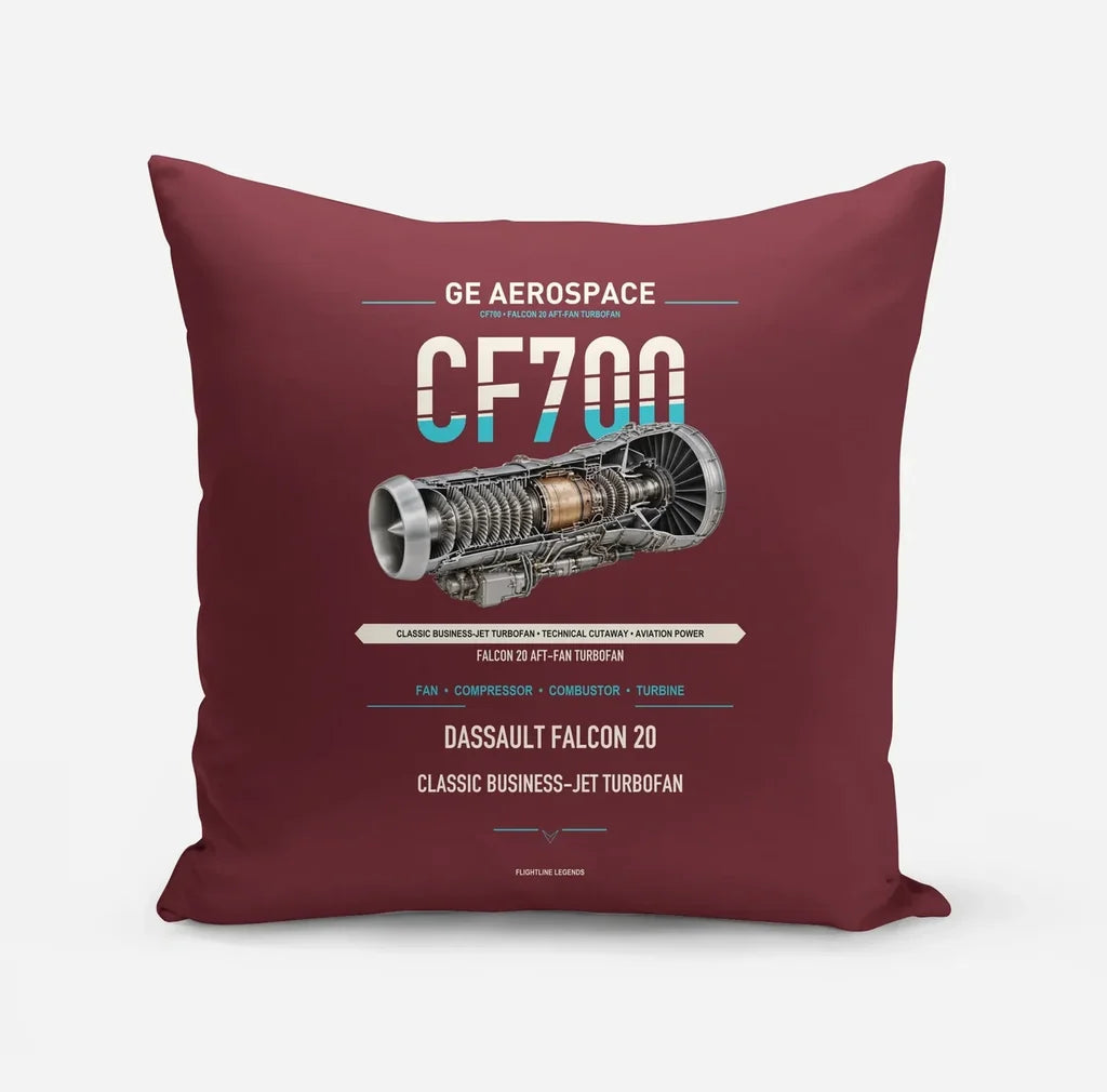 CF700 design on dark red pillow