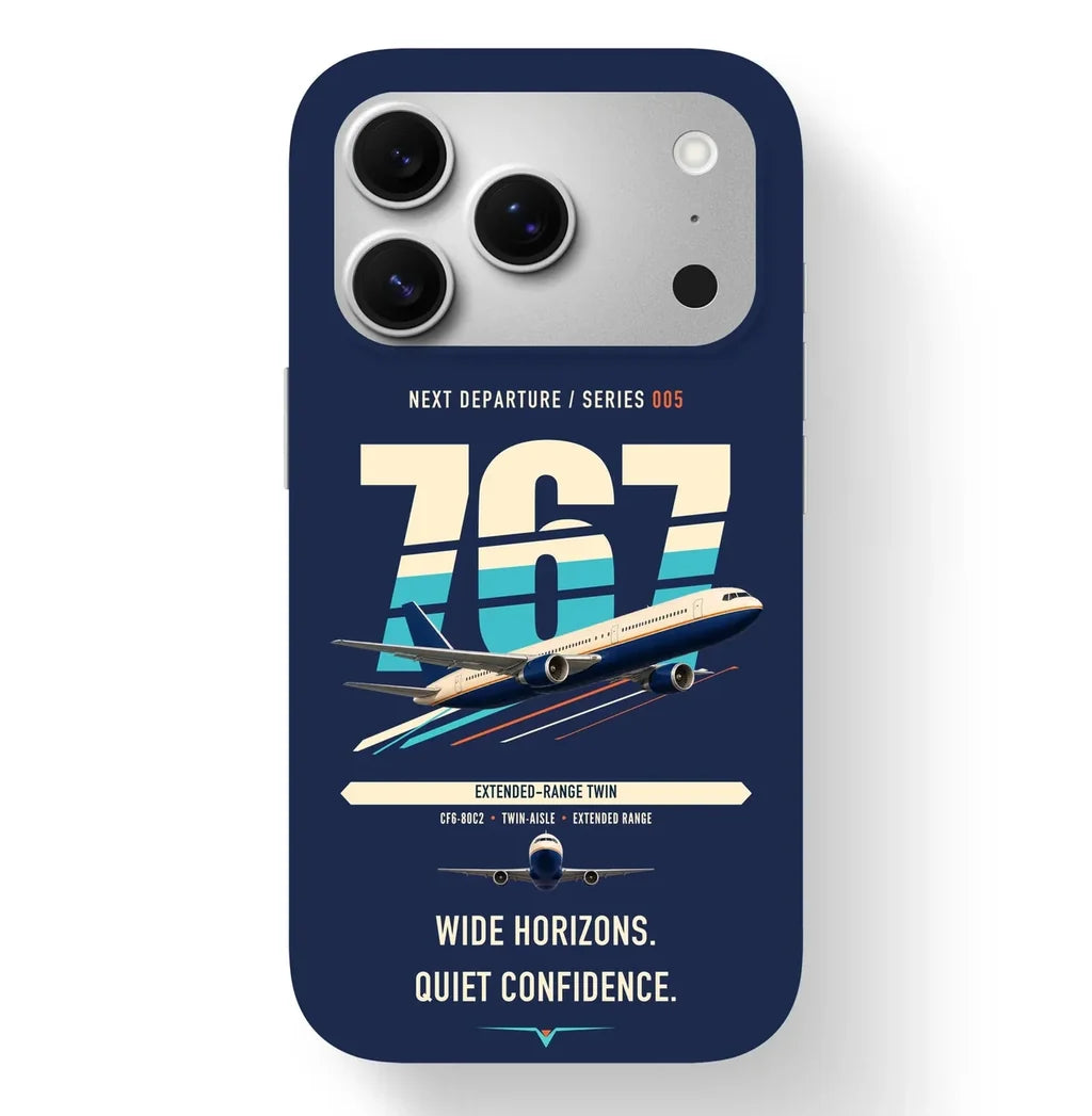 Boeing 767-300ER design on navy blue magsafe iphone case