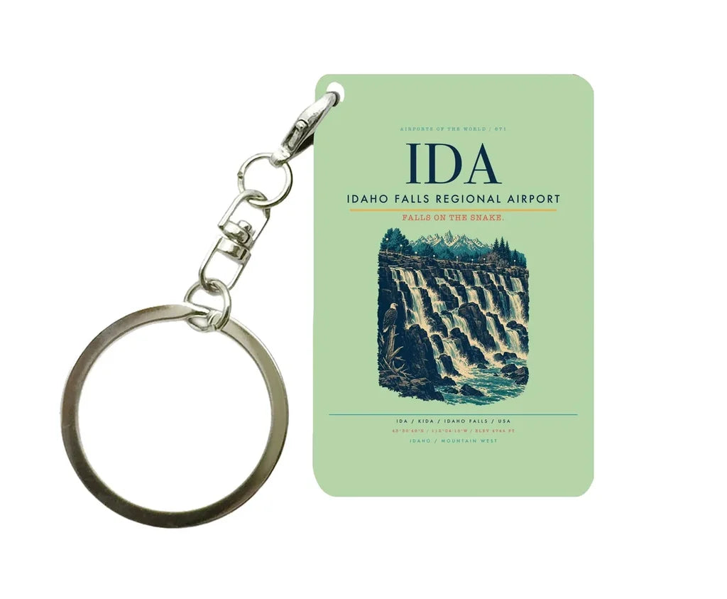 Idaho Falls Regional Airport (IDA) design on light green key chain