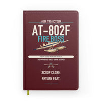 Thumbnail for Air Tractor AT-802F Fire Boss design on dark red notebook
