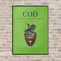 Thumbnail for Yellowstone Regional Airport COD — Cody vertical canvas print - framed - light green background