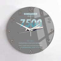 Thumbnail for Bombardier Global 7500 design on gray no frame wall clock