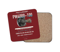 Thumbnail for PW4000-100 design on dark red 1 piece coaster