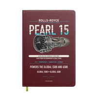 Thumbnail for PEARL 15 design on dark red notebook