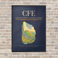 Thumbnail for Clermont-Ferrand Auvergne Airport CFE - Canvas Framed - Navy Blue