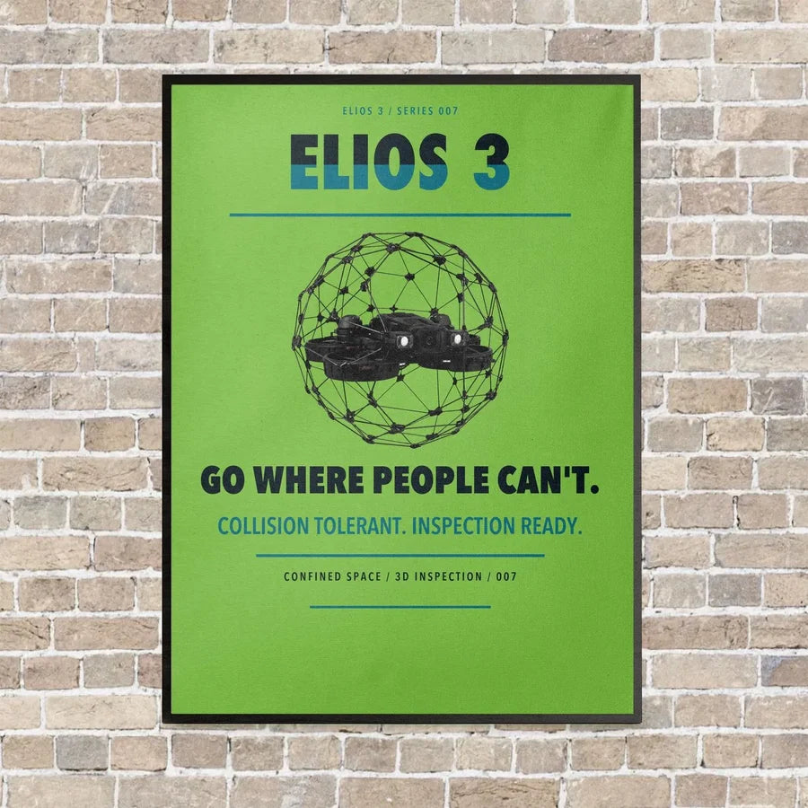 Flyability Elios 3 vertical canvas print - framed - light green background