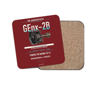 Thumbnail for GEnx-2B design on dark red 1 piece coaster
