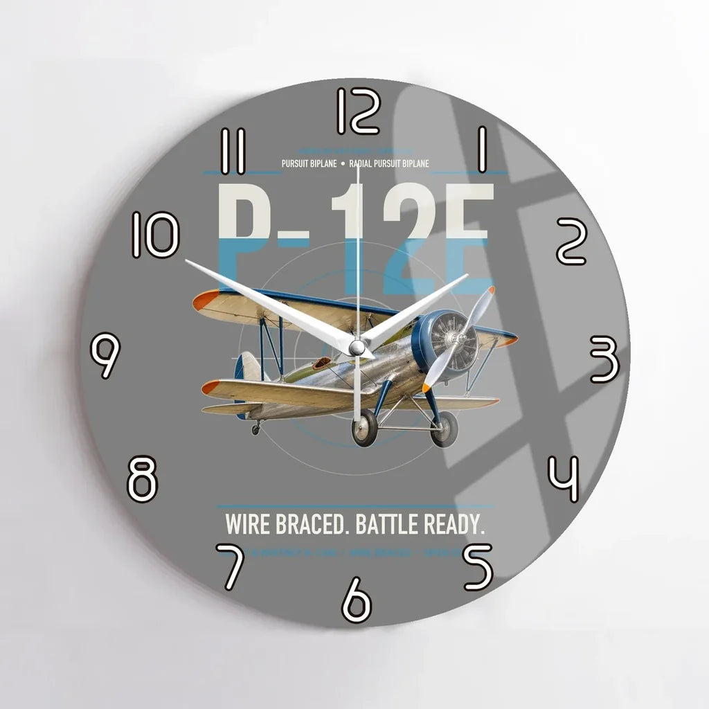 Boeing P-12E design on gray no frame wall clock