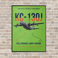 Thumbnail for KC-130J SUPER HERCULES vertical canvas print - framed - light green background