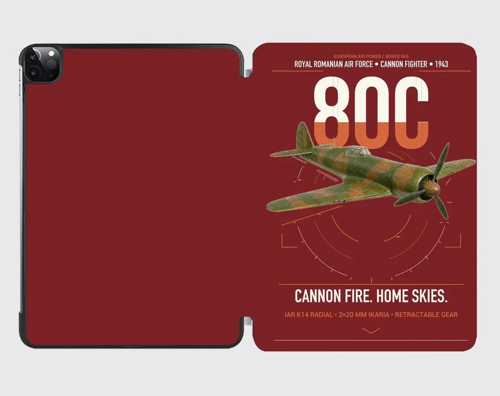 IAR 80C design on dark red ipad tablet case