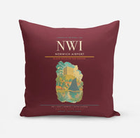 Thumbnail for Norwich Airport (NWI) design on dark red pillow