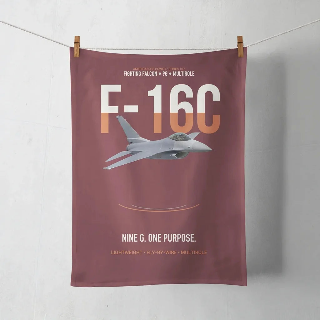 F-16C Fighting Falcon Nine G One Purpose design on dark red towel